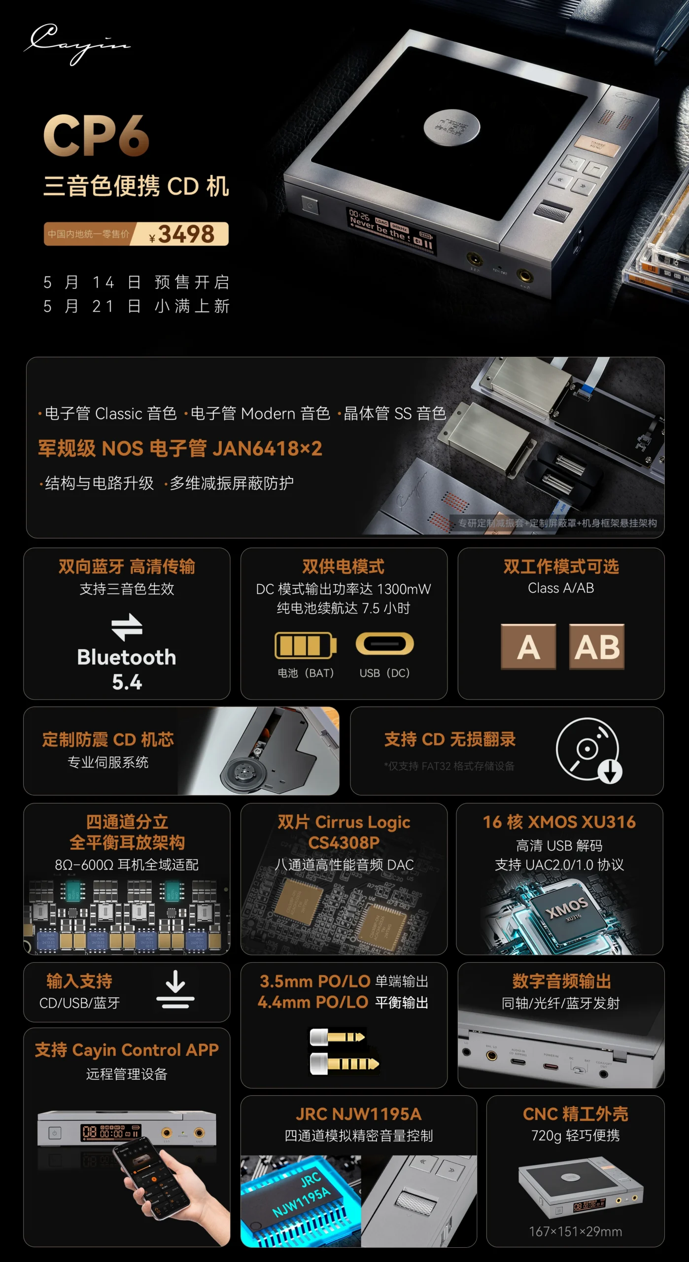 Cayin CP6 technical specs at a glance