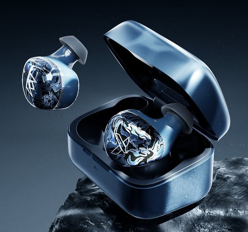 Noble Audio Osprey 真無線耳機 — 大理石紋面蓋配鋁合金充電盒