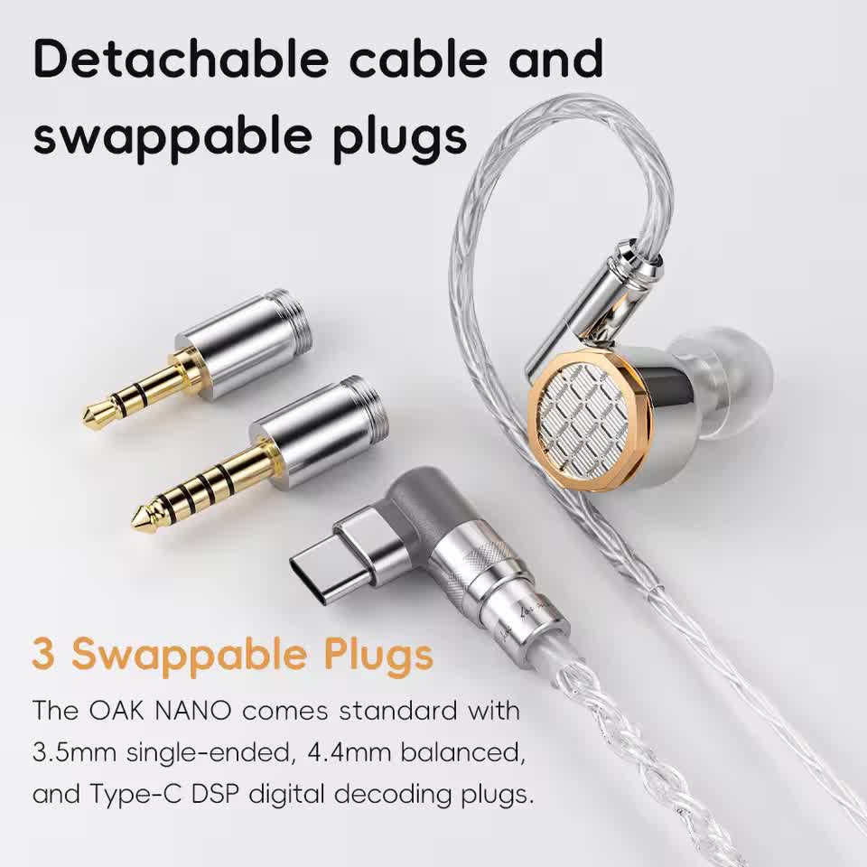 SNOWSKY OAK NANO 可換插頭系統：3.5mm SE、4.4mm 平衡、Type-C DSP