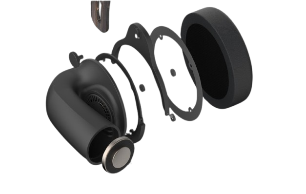 TSL DDTS 耳機爆炸視圖，展示雙單元佈局及 Waveguide Combiner 結構