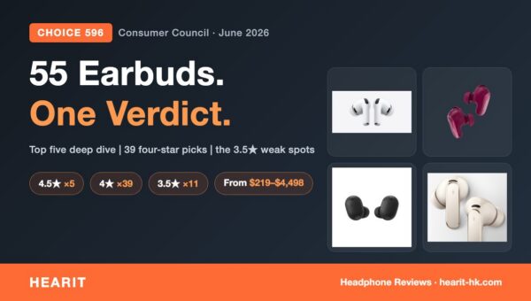 Consumer Council True Wireless Earbuds Ranking 2026: 55 Models Tested — 4.5★ Top Five + 4★ List + Weaker Picks