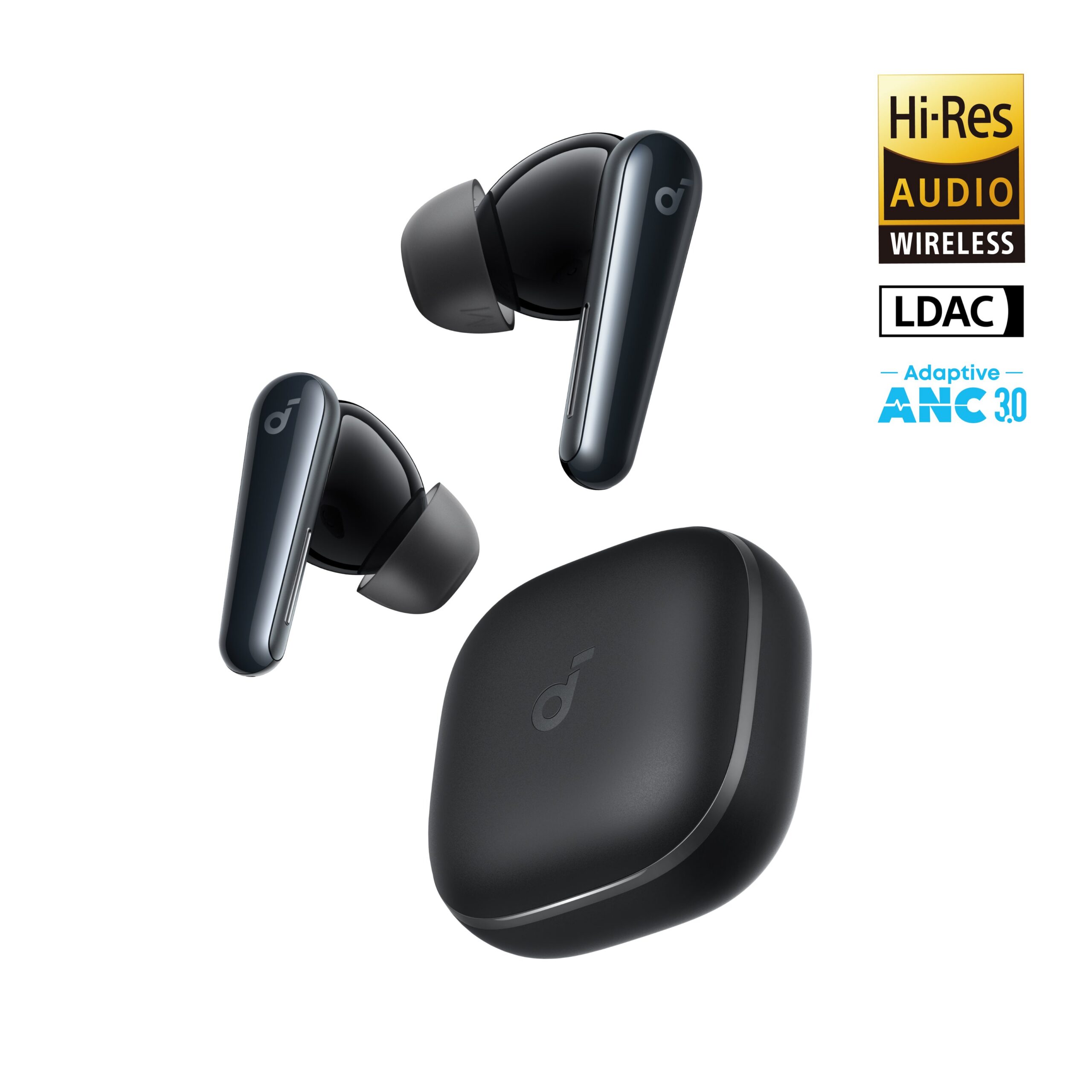 Soundcore Liberty 5 黑色真無線耳機，Hi-Res 與 LDAC 標籤